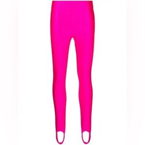 Good American Hot Pink High-Rise Compression Shine Stirrup Trousers